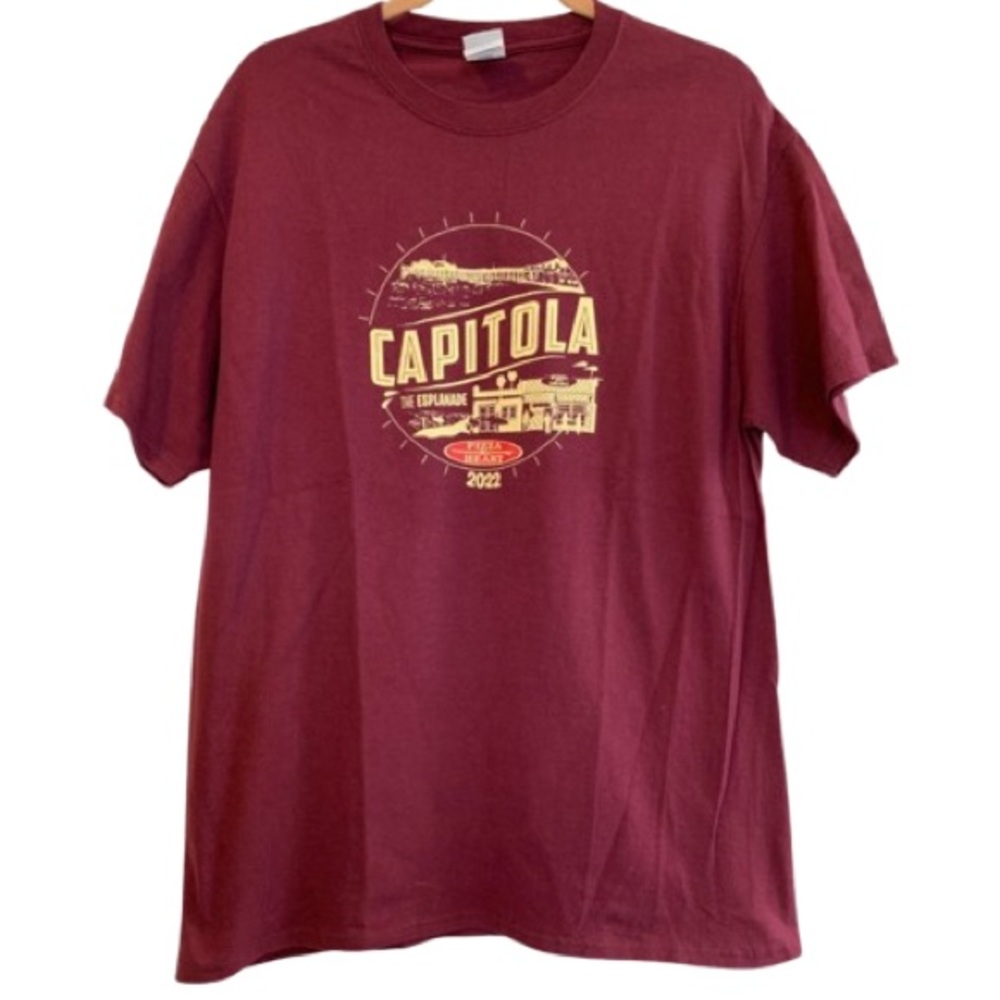 PORT & COMPANY Graphic Tee Shirt Capitola  2022 Unisex Maroon Burgundy NWOT
